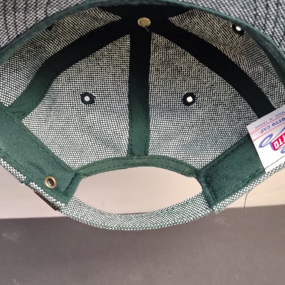 VINTAGE Otto Cap Hat Strap Back Green White Blank Adjustable Baseball Mens - Picture 7 of 12